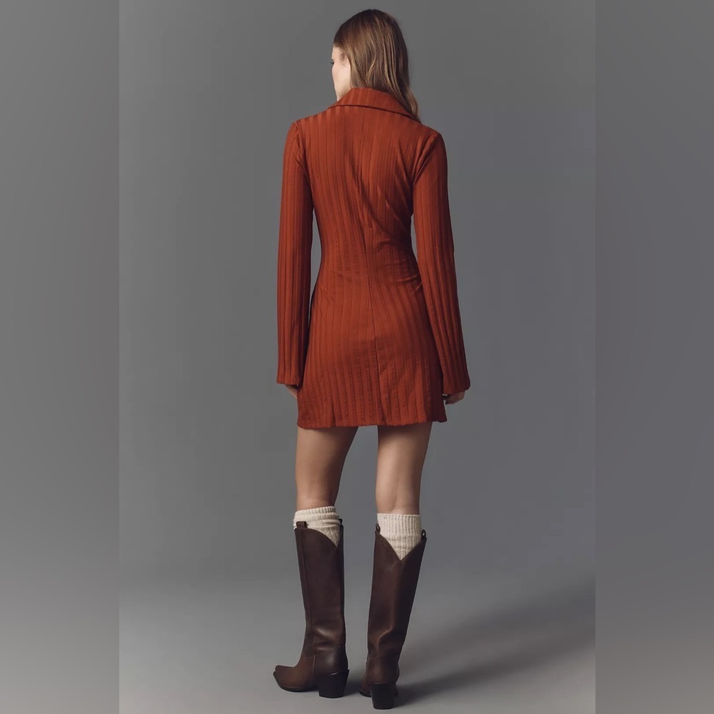 NWT! Reformation Benton Ribbed Button-Front Sweater Mini Dress 🟤 - Picture 2 of 9